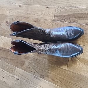 LUCCHESE MAD DOG GOAT SKIN 1883 MEN'S HANDCRAFTED COWBOY BOOTS IN CHOCOLATE.